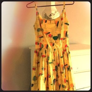 Bettie Page yellow cocktails print dress